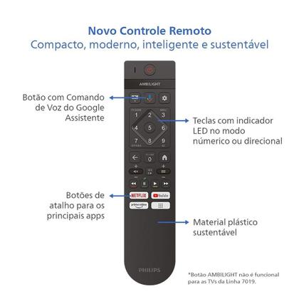 Imagem de Smart TV LED Philips 65" 65PUG7019/78 - 4K UHD, HDR10, Wi-Fi, 3 HDMI, 2 USB, Borda Ultrafina, 60Hz