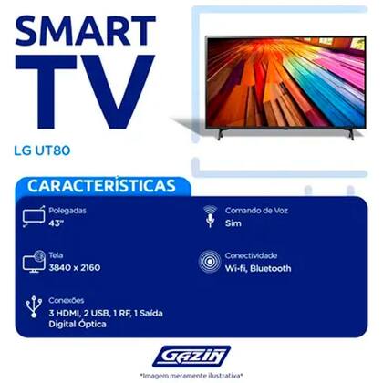 Tv Lg 43 Polegadas Smart TV LG 43 Polegadas 4K UT80 Comando de Voz 43UT8000PSA - TV 4K ...