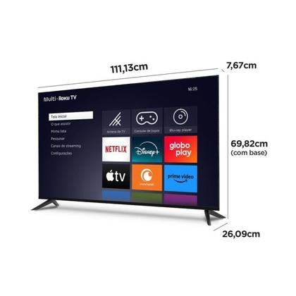Imagem de Smart TV Multi 50 4K QLED Wifi Bluetooth c/sistema Roku HDMI USB TL059M
