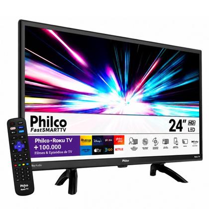 Imagem de Smart TV Philco 24 Polegadas LED Roku WiFi Dolby Áudio WiFi, HDMI, USB com Espelhamento Alexa PTV24G5YR2CP