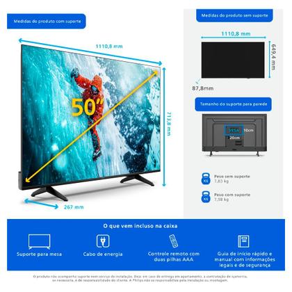 Imagem de Smart Tv Philips 50" 4K LED UHD HDR10+ Comando de Voz 50PUG7300 Bivolt