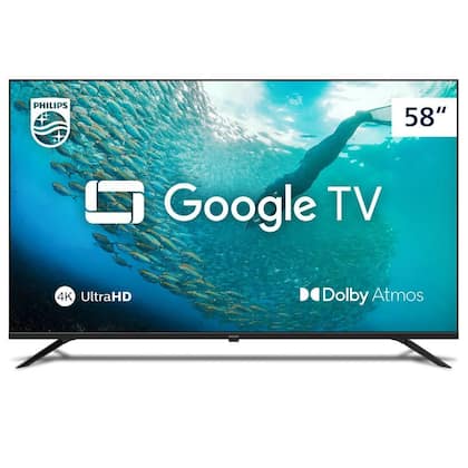 Smart TV Philips PUG7019 4K UHD de 58 Google TV Dolby Vision e Atmos e Google Assistente