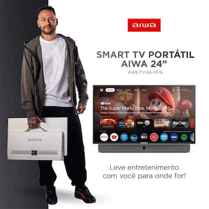 Imagem de Smart TV Portátil AIWA 24” Full HD HDR10 Dolby Audio Google TV Bateria de 3h AWS-TV-24-01-G