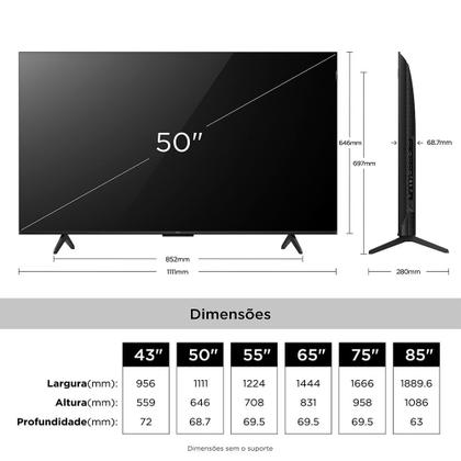 Imagem de Smart TV QLED 4K Advanced 50" Polegadas com Design Slim, Processador AIPQ, Dolby Vision - 50P7L