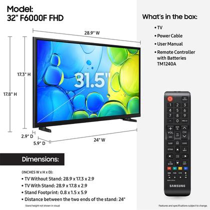 Imagem de Smart TV SAMSUNG 32" Full HD F6000 2025 com HDR e som de objetos
