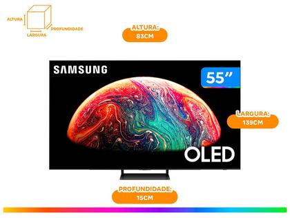 Imagem de Smart TV Samsung OLED 4K 55" Polegadas 55S90C 2023, Painel de Pontos Quânticos, 144hz, Processador com IA