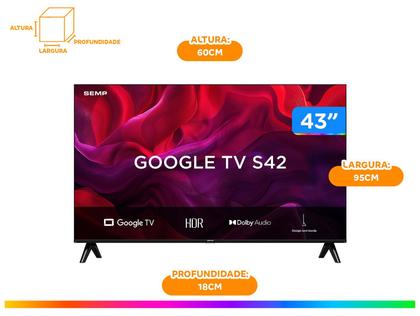Imagem de Smart TV Semp 43 Polegadas LED Full HD S42 WiFi Bluetooth Google TV 2 HDMI HDR10 Dolby Audio 43S42