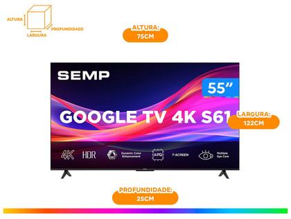 Imagem de Smart TV Semp 55 Polegadas LED 4K S61 WiFi Bluetooth Google TV 3 HDMI HDR10 Dolby Audio 55S61