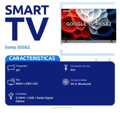 Imagem de Smart TV Semp TCL LED 55 4K Wi-Fi Android TV HDR 55S62