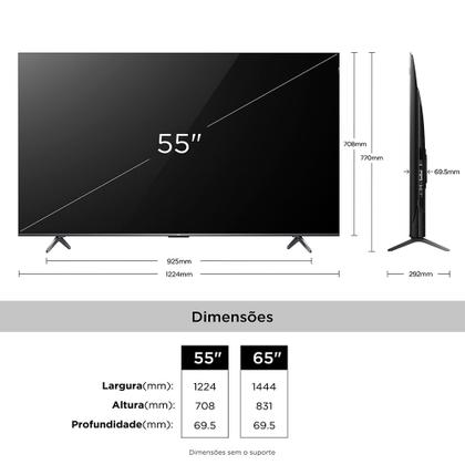 Imagem de Smart TV TCL 4K QLED 55" Polegadas com Google Assistente, Dolby Atmos e Design Sem Bordas - 55P8K