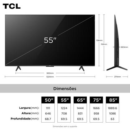 Imagem de Smart TV TCL 55 Polegadas QLED 4K P7K WiFi Bluetooth Google TV HDR10 Dolby Atmos Dolby Vision 55P7K