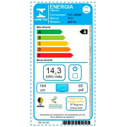 Imagem de Smart TV TCL 65 4K QLED UHD HDR Classic Wi-Fi Bluetooth Google Assis. Alexa