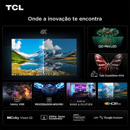 Imagem de Smart TV TCL 65 Polegadas QLED Mini LED 4K C7K WiFi Bluetooth Google TV 4 HDMI 144Hz HDR10 65C7K