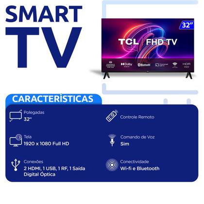 Imagem de Smart TV TCL LED 32 Polegadas Full HD Wi-Fi Android TV Comando de Voz 32S5400AF