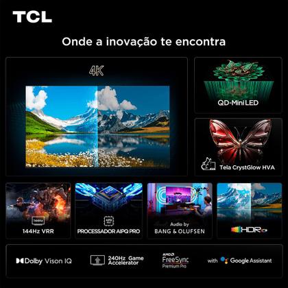 Imagem de Smart TV TCL QD-Mini LED 4K 65" Polegadas com Google Assistente, Dolby Vision IQ e Wi-Fi - 65C7K
