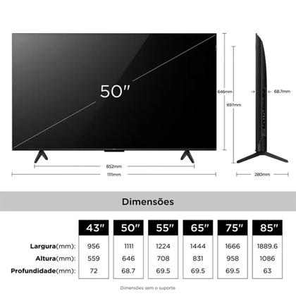 Imagem de Smart TV TCL QLED 50 Polegadas 4K Wi-Fi Google TV Comando de Voz 50P7L