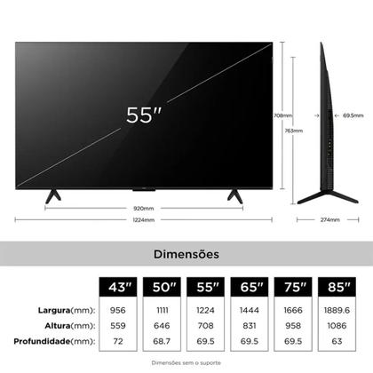 Imagem de Smart TV TCL QLED 55 Polegadas 4K Wi-Fi Google TV Comando de Voz 55P7L