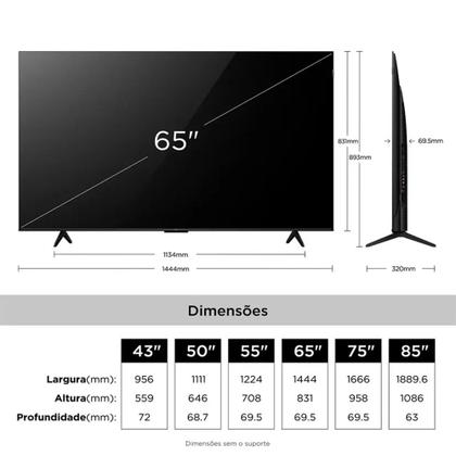 Imagem de Smart TV TCL QLED 65 Polegadas 4K Wi-Fi Comando de Voz 65P7L