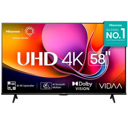 Imagem de Smart TV UHD 4K Hisense DLED 58” Polegadas com Sleep Timer, Entrada HDMI e Wi-Fi - 58A6NV