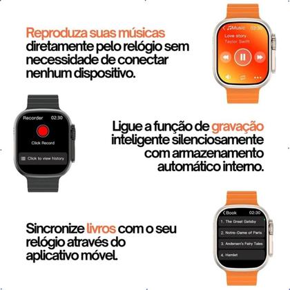 Imagem de Smart Watch T800 Ultra, série de relógios inteligentes, 49 mm, capa sensível ao toque, cinza, malha Laranja