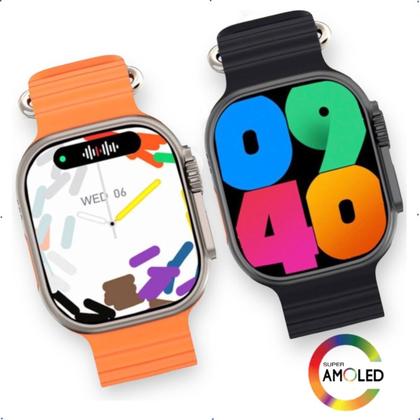 Imagem de Smart Watch T800 Ultra, série de relógios inteligentes, 49 mm, capa sensível ao toque, cinza, malha Laranja