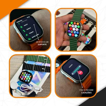 Imagem de Smart Watch T800 Ultra, série de relógios inteligentes, 49 mm, capa sensível ao toque, cinza, malha Laranja
