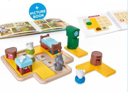 Imagem de SmartGames Hide and Goat Seek - um jogo de quebra-cabeça pré-escolar para crianças de 3 a 7 anos com 48 desafiadores e um livro ilustrado bônus