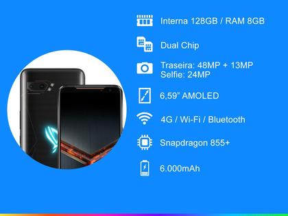 Smartphone Asus ROG Phone II 128GB Black 4G - Snapdragon 855+ 8GB