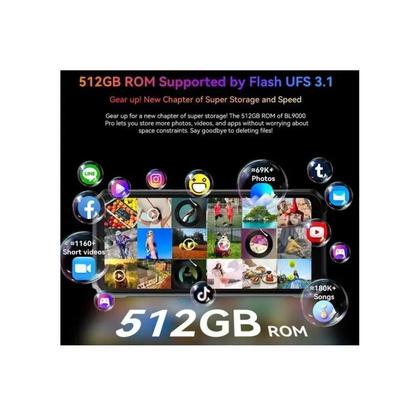 Imagem de Smartphone Blackview BL9000 Pro 512GB, 12GB RAM, Tela 6,78 Polegadas FHD 120Hz, Câmera 50MP com Sensor Térmico, Bateria 8800mAh, Android 14, Preto