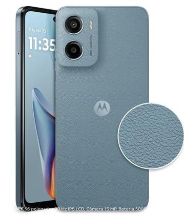 Imagem de Smartphone Celular Motorola Moto E15 64GB, 2GB RAM, Tela 6,56 polegadas 90 Hz IPS LCD, Câmera 13 MP, Bateria 5000 mAh, Dual SIM, Android, design m