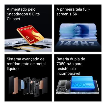 Imagem de Smartphone Celular REDMAGIC 10 Pro, 256GB, 12GB RAM, Tela 6,85 AMOLED 144Hz, Câmera 50MP, Bateria 7050mAh, Android 15, Dual SIM