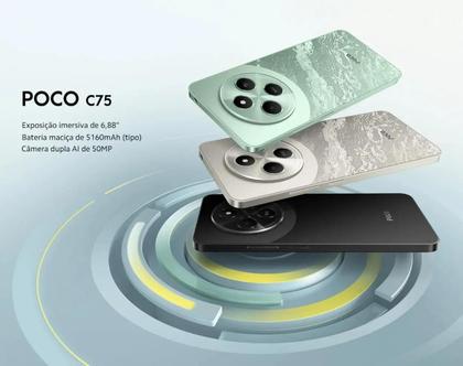 Imagem de Smartphone Celular Xiaomi POCO C75 NFC 120Hz 256GB 8GB câmera tripla 50MP 8MP tela 6.88 120Hz Aparelho Top 1 Custo benefício Garantia 12 Meses Oficial
