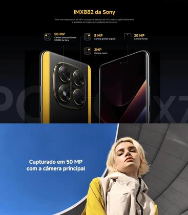 Imagem de Smartphone Celular Xiaomi POCO X7 5G 256GB 8GB NFC tela Amoled 120 Hz Câmera tripla 4K 50MP Desempenho Performance e Design Premium IP68 Dual SIM Chip