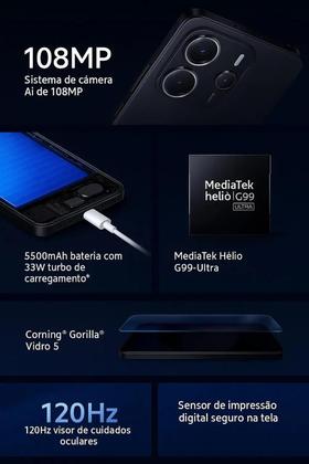 Imagem de Smartphone Celular Xiaomi Redmi Note 14 Lançamento 128GB 6GB Câmera 108MP 20MP Tela 6.67 AMOLED 120Hz FHD plus Design Premium Dual SIM Chip IP54 Dolby