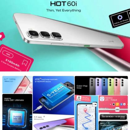 Imagem de Smartphone Infinix HOT 60i Dual Chip 4G Tela 6,7 Pol 256GB de Armazenamento 4+4GB RAM