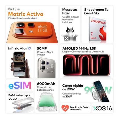 Imagem de Smartphone Infinix Note 60 Pro 5G 256GB 8GB RAM Dual SIM Tela AMOLED 6,7 Polegadas 144hz com Carregador por Indução