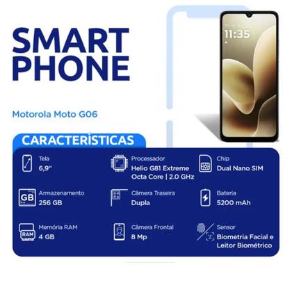 Imagem de Smartphone Moto G06 4G 6.9 256GB 4GB Câmera 50MP Motorola