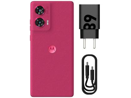 Imagem de Smartphone Motorola Edge 50 Fusion 256GB Pink Vegan Suede 5G 16GB RAM 6,7" Câmera Sony Dupla Selfie 32MP Dual Chip