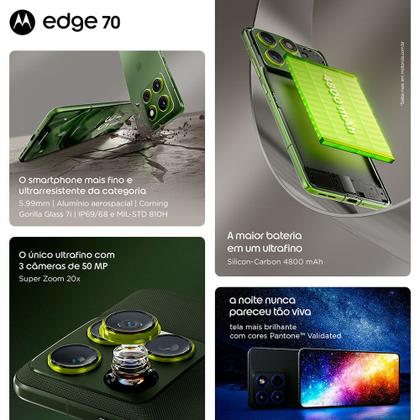 Imagem de Smartphone Motorola Edge 70 5G Crystals by Swarovski Cloud Dancer, 512GB,12GB RAM, 3 Câmeras 50MP