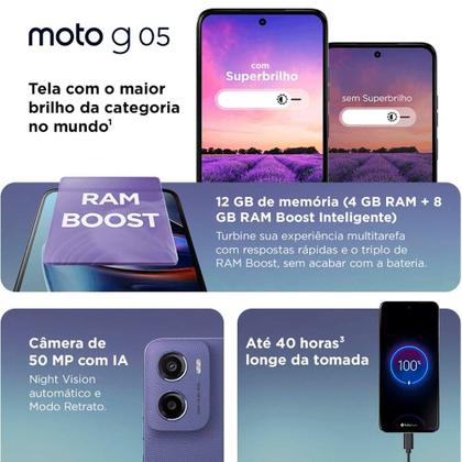 Imagem de Smartphone Motorola G05 XT2523-2, 128 GB, Cinza
