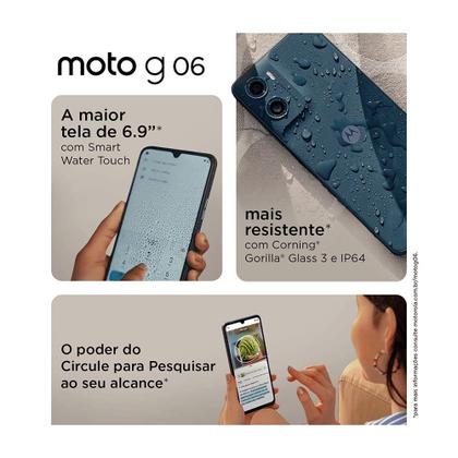 Imagem de Smartphone Motorola Moto g06, 128GB, 4GB RAM e 8GB Ram Boost, Camera 50MP com AI, Bateria de 5200 mAh, Tela 6.9