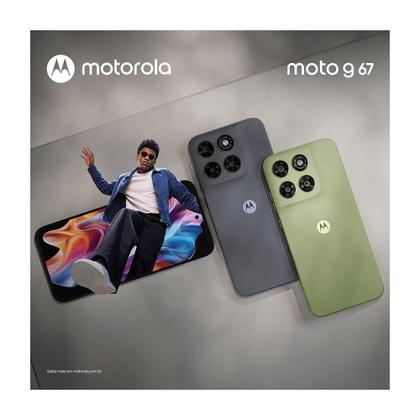 Imagem de Smartphone Motorola Moto G67 5G, 128GB, 12GB, 4GB RAM 8GB RAM Boost camera 50MP Sony Lytia 600, tela 1.5K extreme Amoled 120hz, ultrarresistente