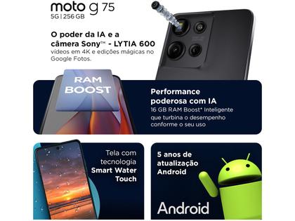Imagem de Smartphone Motorola Moto G75 256GB Cinza 5G 8GB RAM 6,8" Câm. Dupla Selfie 16MP