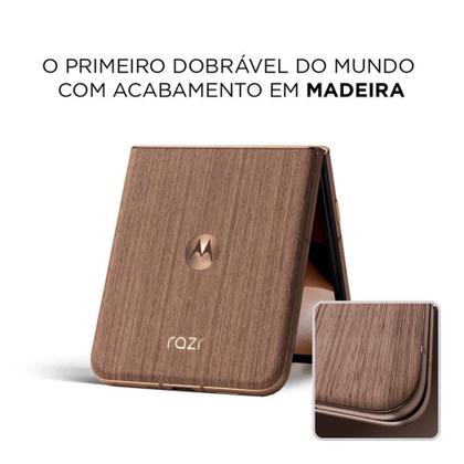 Imagem de Smartphone Motorola Razr 60 Ultra 5G - Madeira, 1TB, 32GB (16GB RAM+16GB Ram Boost), Câmera 50 MP e Tela de 7"