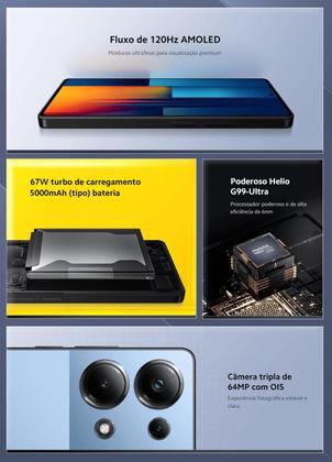 Imagem de Smartphone Note14 Lançamento 256GB  128GB Câmera 108MP  20MP até 12GB Ramboost AMOLED 120Hz FHD plus celular Design Premium