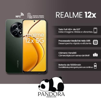 Smartphone Realme 12x 5G 128/256GB 6/8GB RAM Tela 6.5