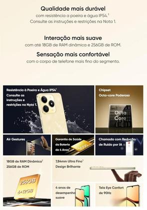 Imagem de Smartphone Realme C61 256GB 8GB RAM Dual SIM NFC Tela 6.74 Sparkle Gold