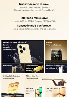 Imagem de Smartphone Realme C61 NFC 256GB  128GB 12GB Ramboost 50MP Câmera Dupla Tela 6.74, NFC Lançamento celular resistente Design Fino e elegante