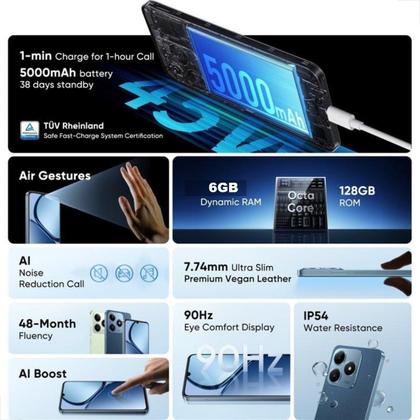 Imagem de Smartphone realme c63 rmx3939 nfc dual sim de 128gb / 6gb ram de 6.74 50mp / 8mp leather blue