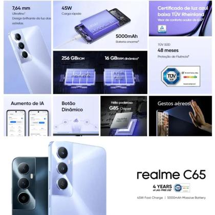 Smartphone Realme C65 256GB/ 8GB Dual SIM Tela 6.67